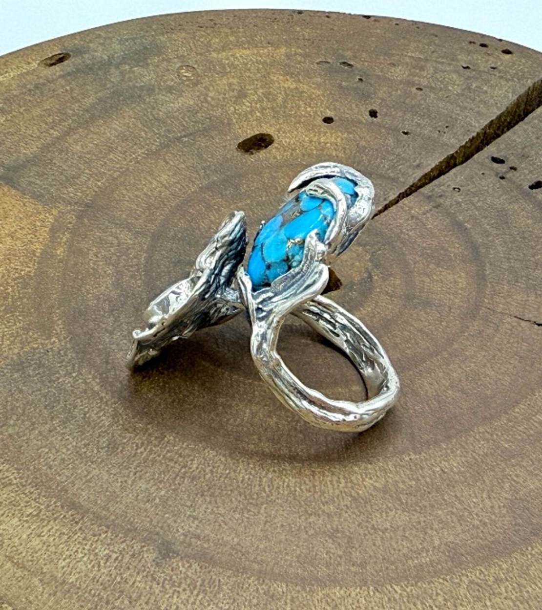 Пръстен с тюркоаз и син топаз