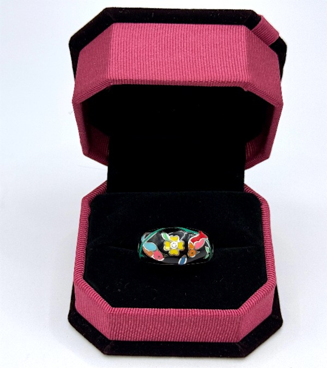 Пръстен с цветен емайл и циркони