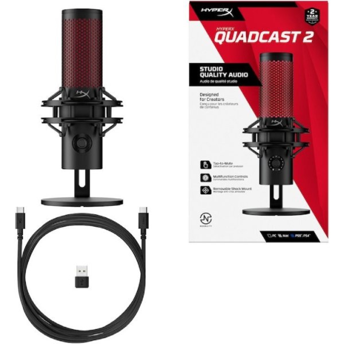 Микрофон HyperX - QuadCast 2, черен