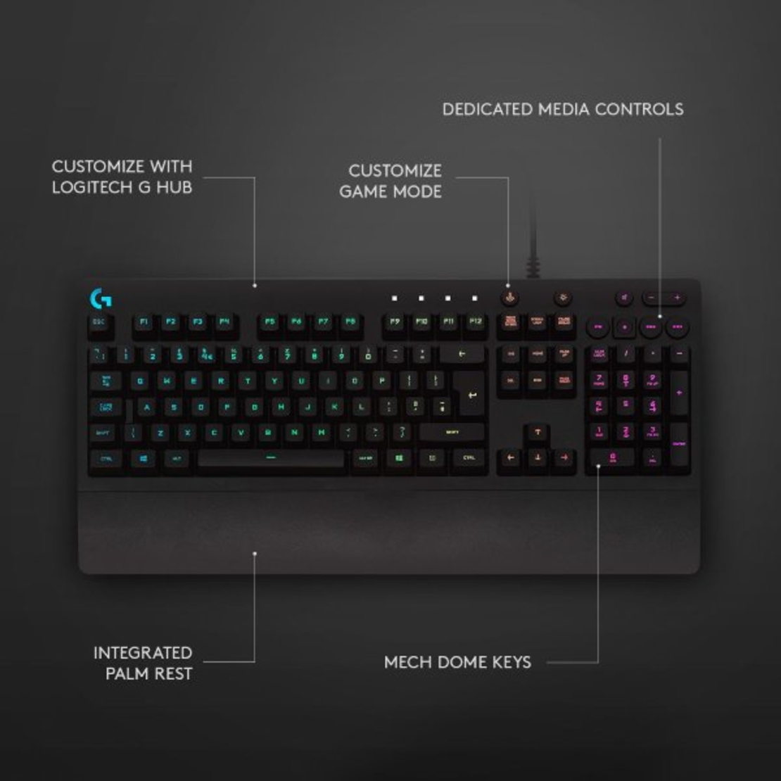 Гейминг клавиатура Logitech - G213 Prodigy, RGB, черна