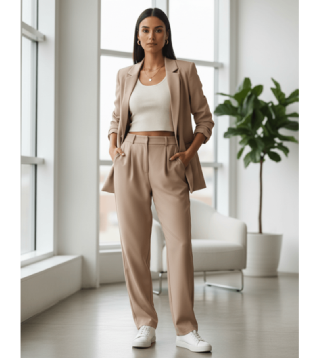 Елегантен бежов костюм