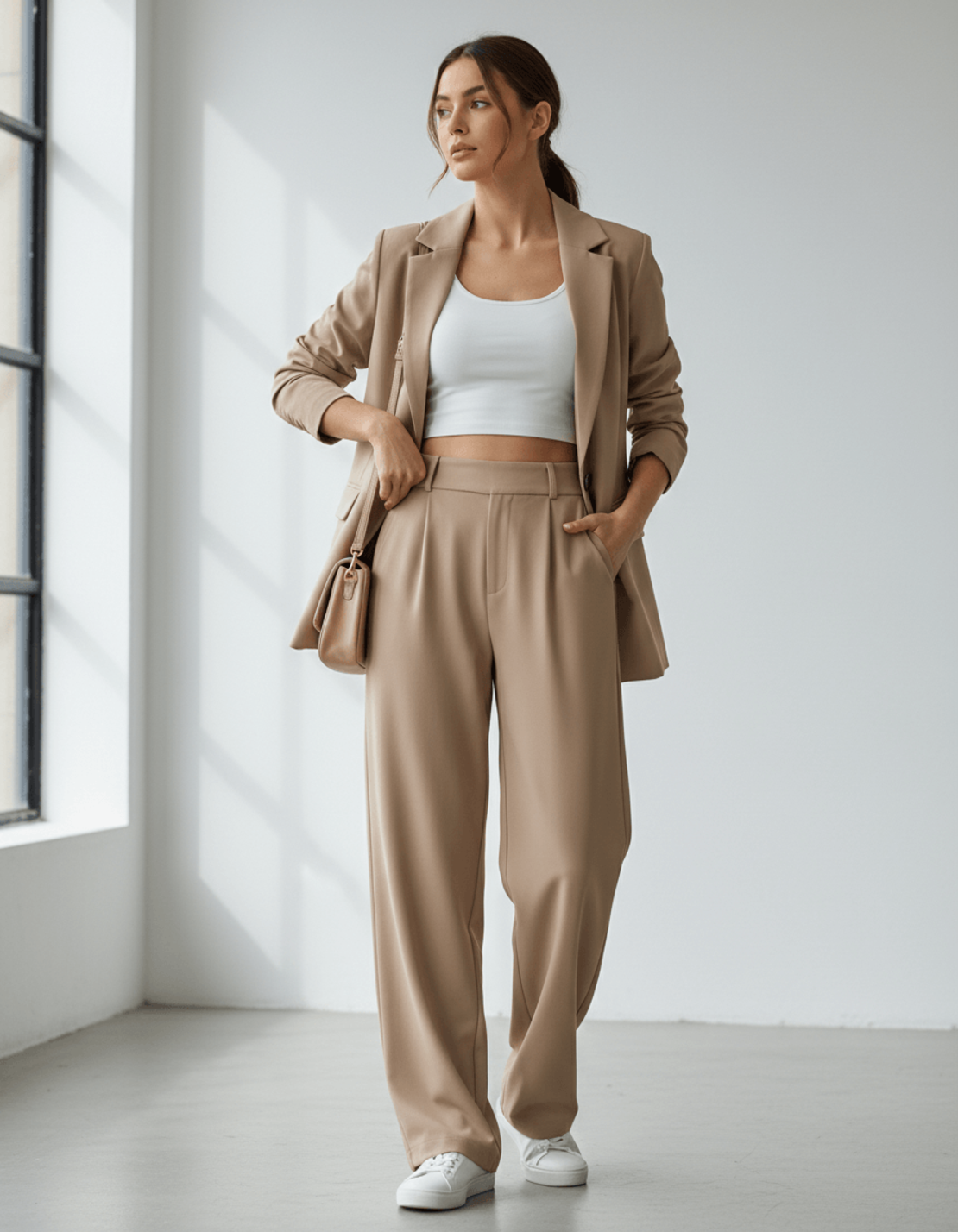 Елегантен бежов костюм