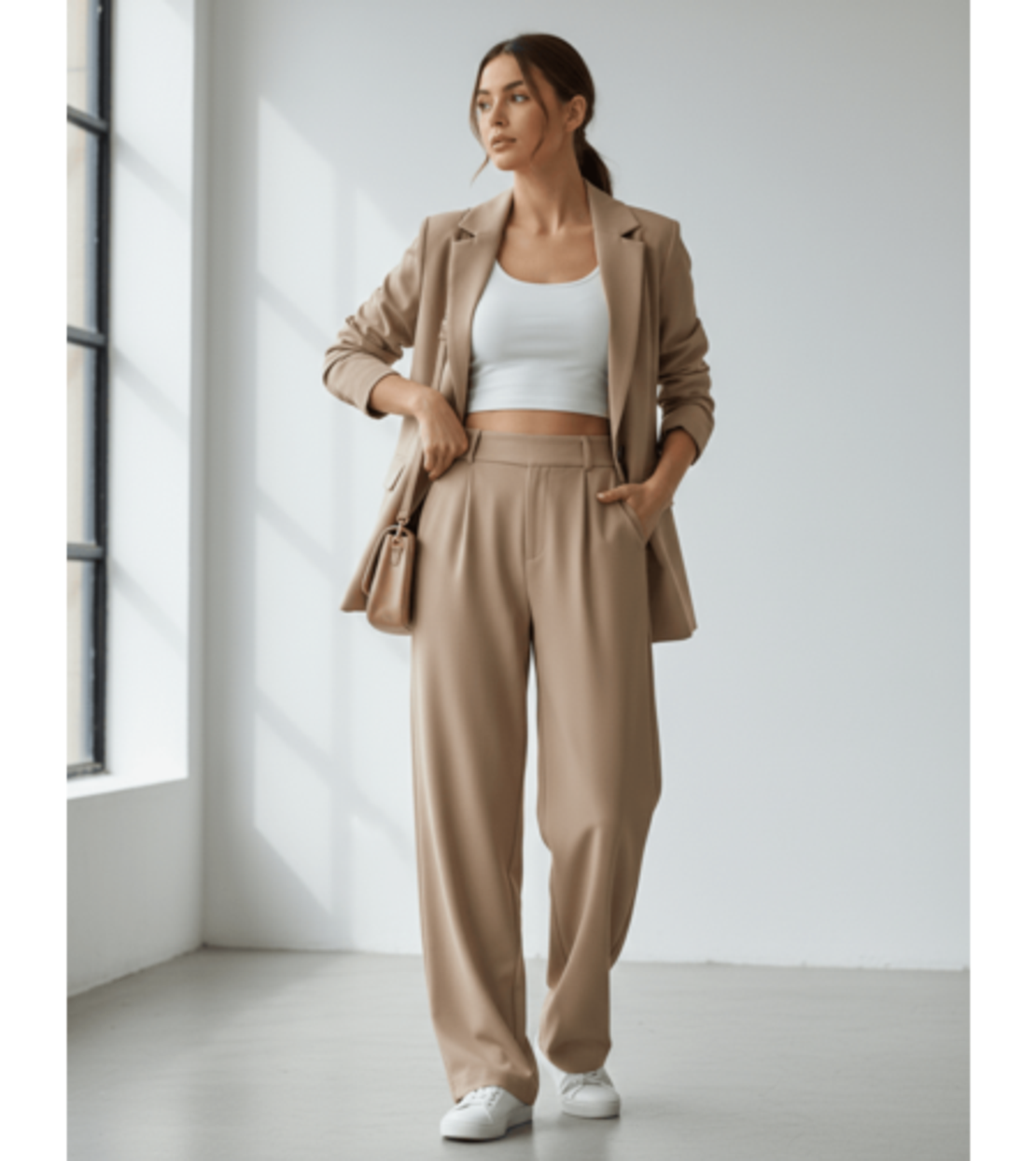 Елегантен бежов костюм