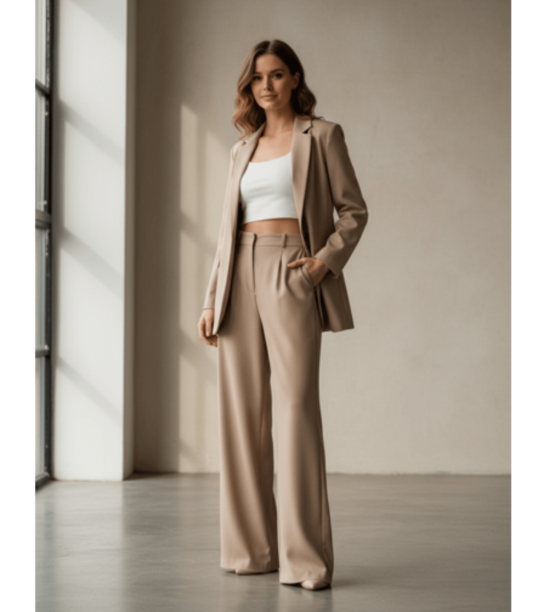 Елегантен бежов костюм