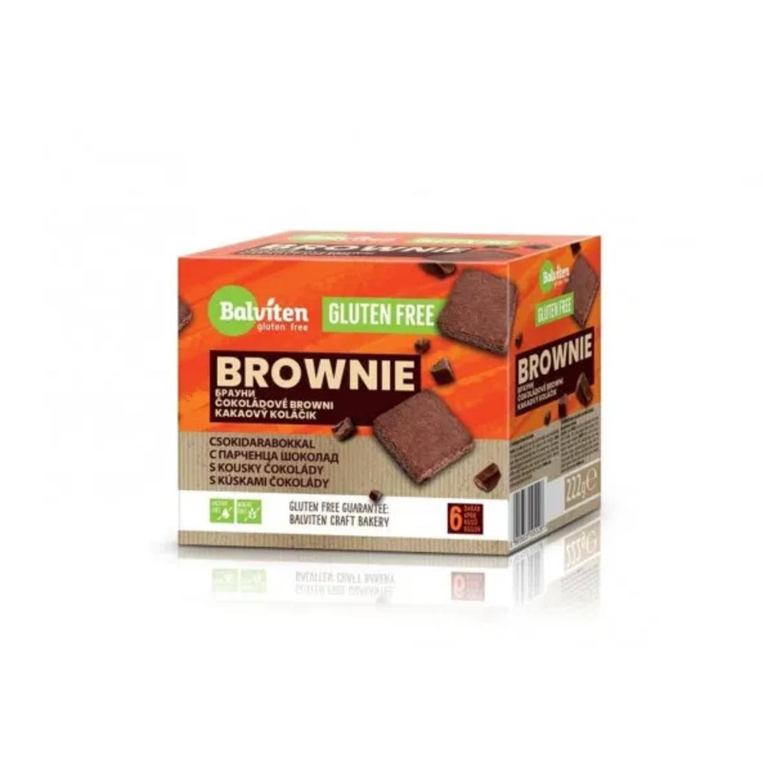 Брауни, какаови бисквитки с парченца шоколад Balviten 222 г, 6 броя