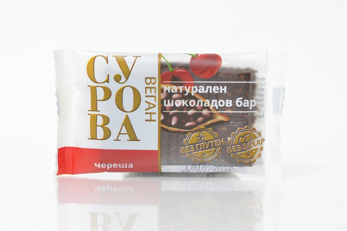 НАТУРАЛЕН ШОКОЛАДОВ БАР СУРОВА 27Г, ЧЕРЕША