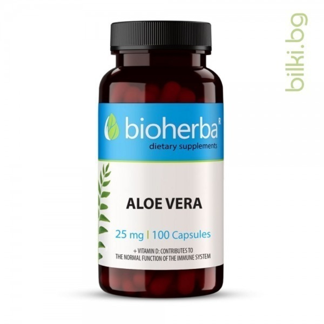 Алое Вера - при запек и детокс, Bioherba, 25 мг, 100 капс.
