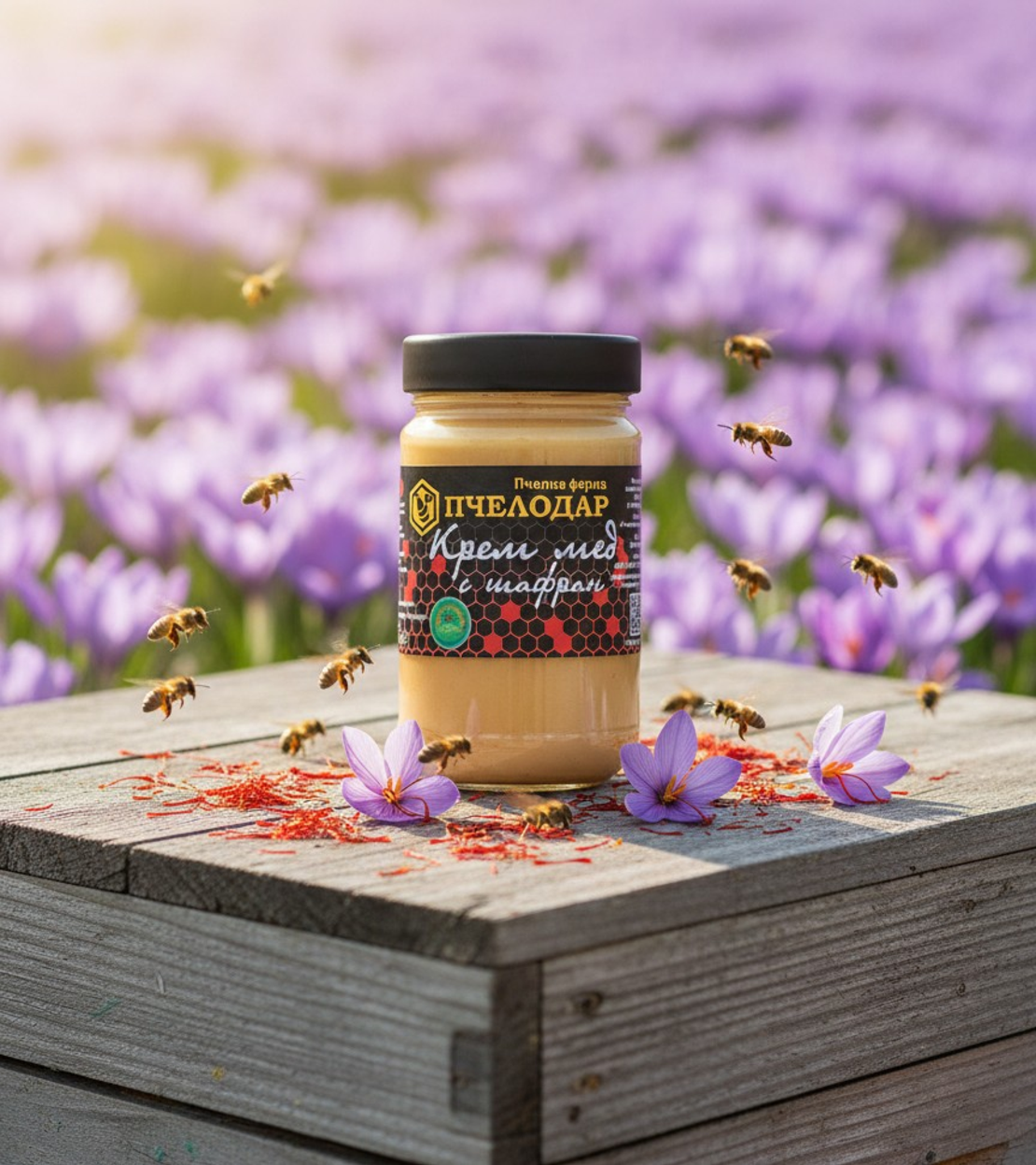 ПЧЕЛЕН КРЕМ МЕД С ШАФРАН, 400 g.