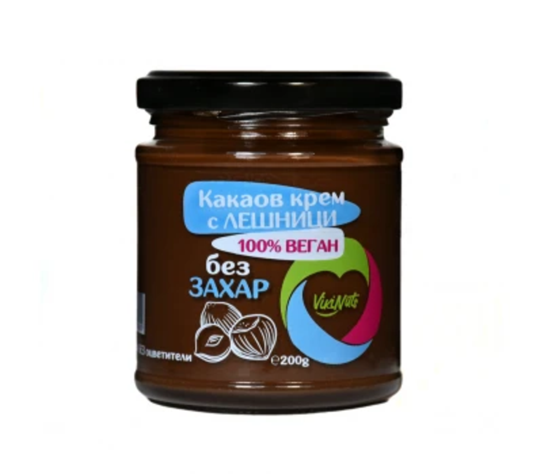 КАКАОВ КРЕМ С ЛЕШНИЦИ БЕЗ ЗАХАР 200 гр. VIKI NUTS