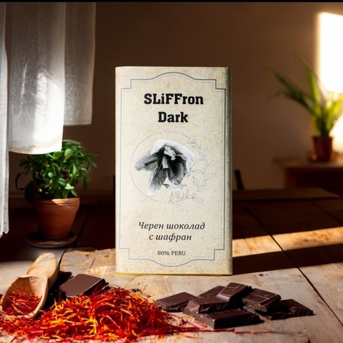 ШОКОЛАД С ШАФРАН SLiFFron Dark , 80 g.
