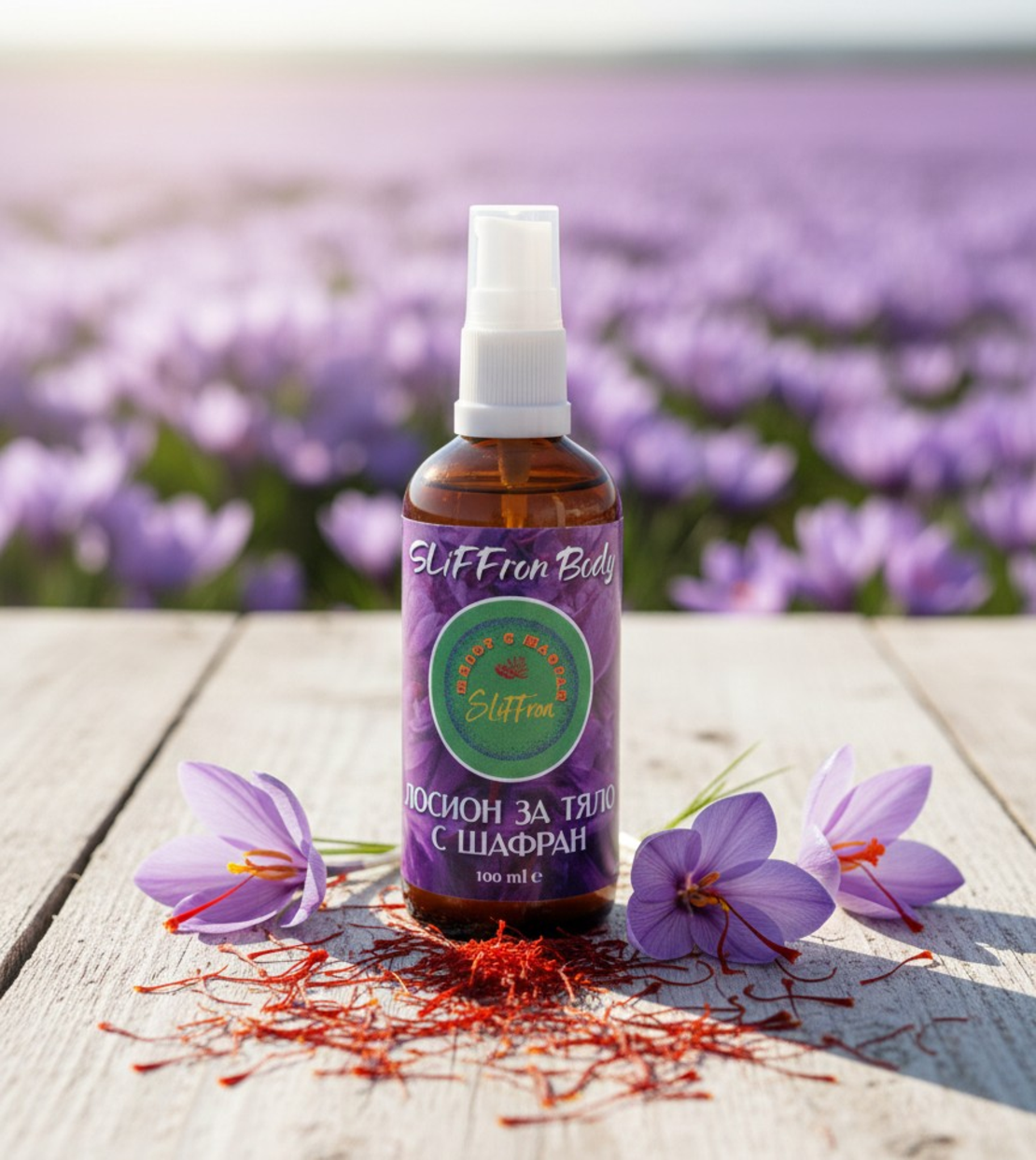 ЛОСИОН ЗА ТЯЛО С ШАФРАН SLiFFron Body, 100 ml. стъклено шише