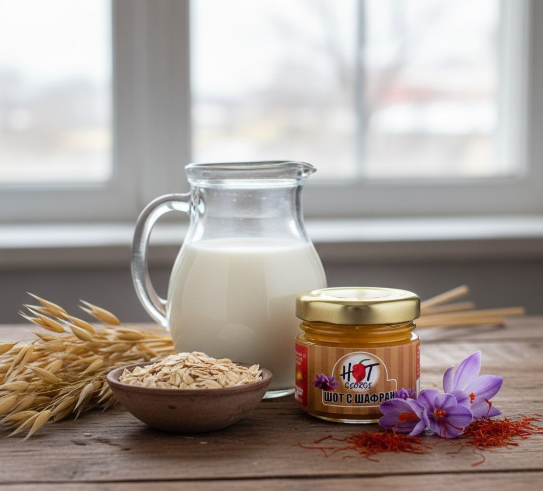 Шот с био овесено мляко и шафран 30 мл. HOT GEORGE