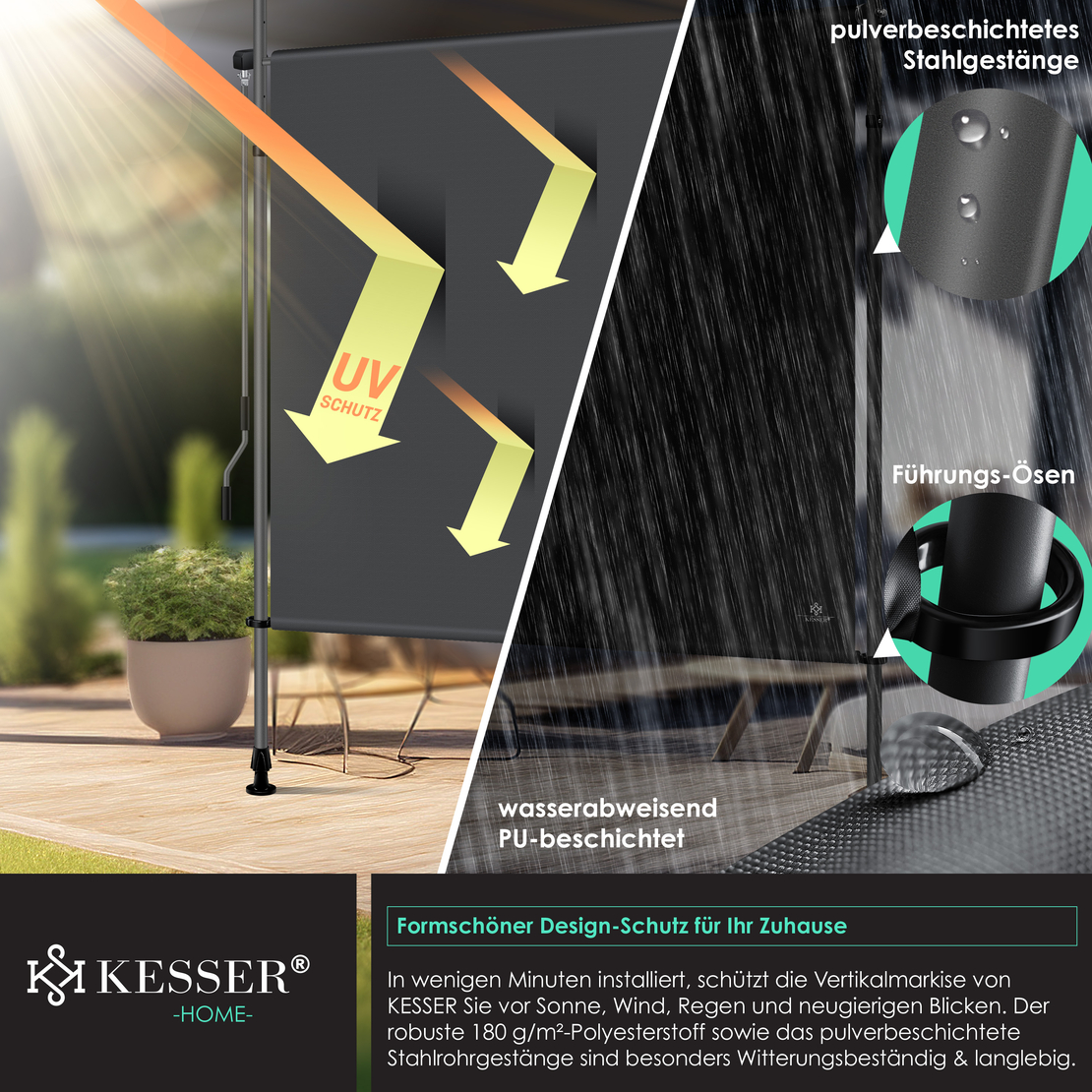 Вертикална тента KESSER 150 x 310 см
