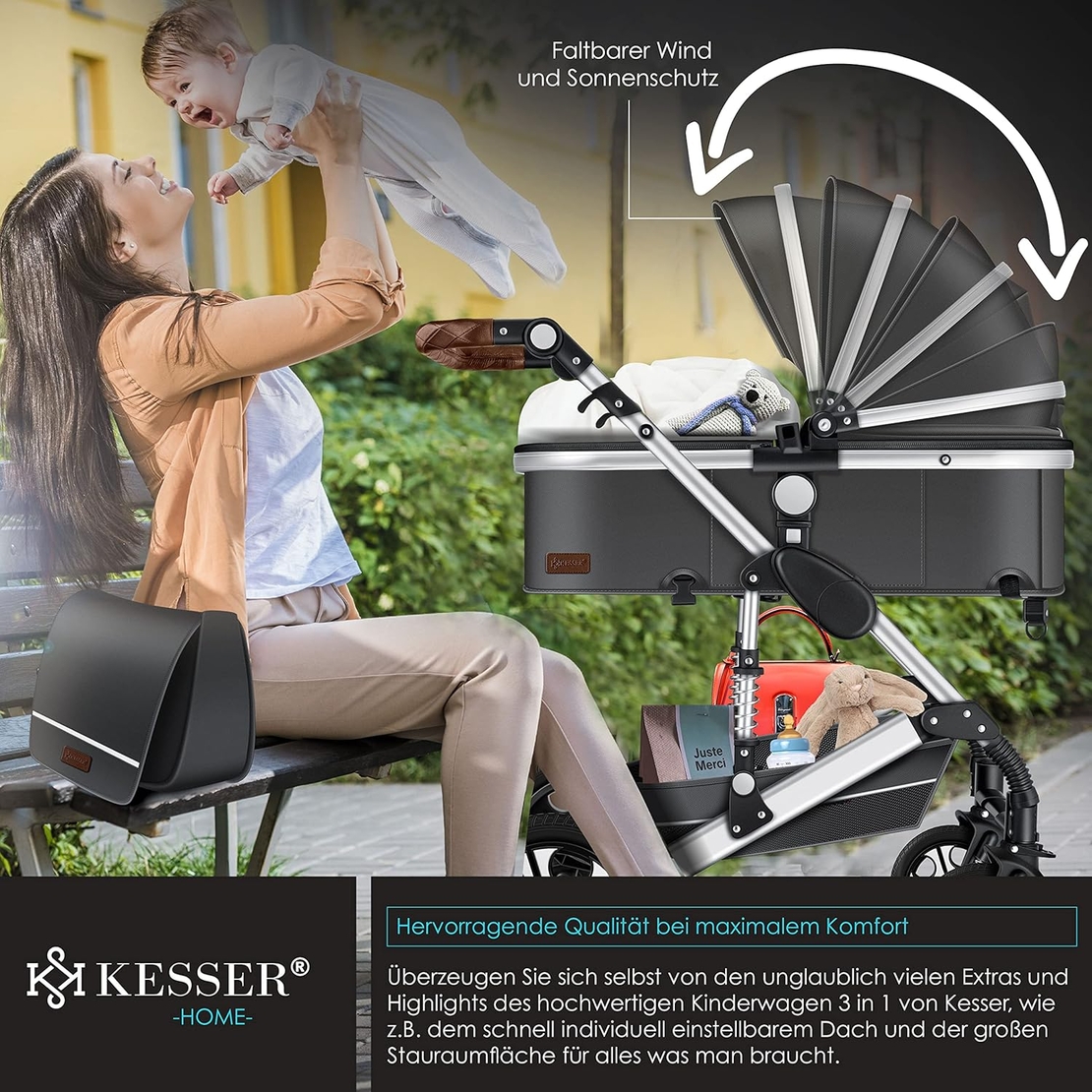 Бебешка количка 3 в 1 Kesser® Loops 3-in-1