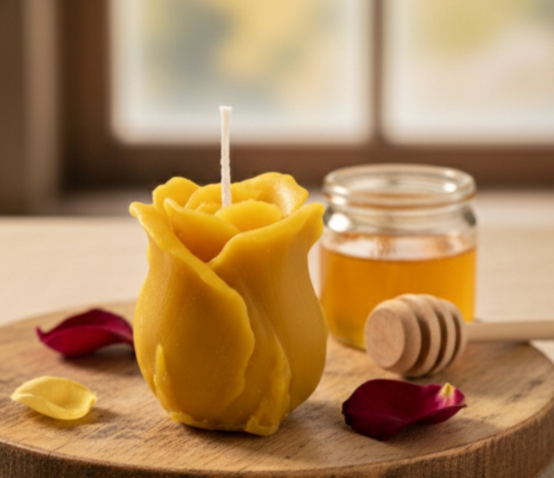 Декоративна свещ Роза от 100% пчелен восък | Florimed.bg