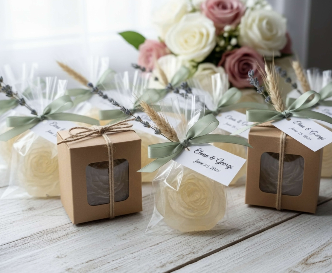 Ръчно изработени  подаръчета във формата на цветя за сватби и събития