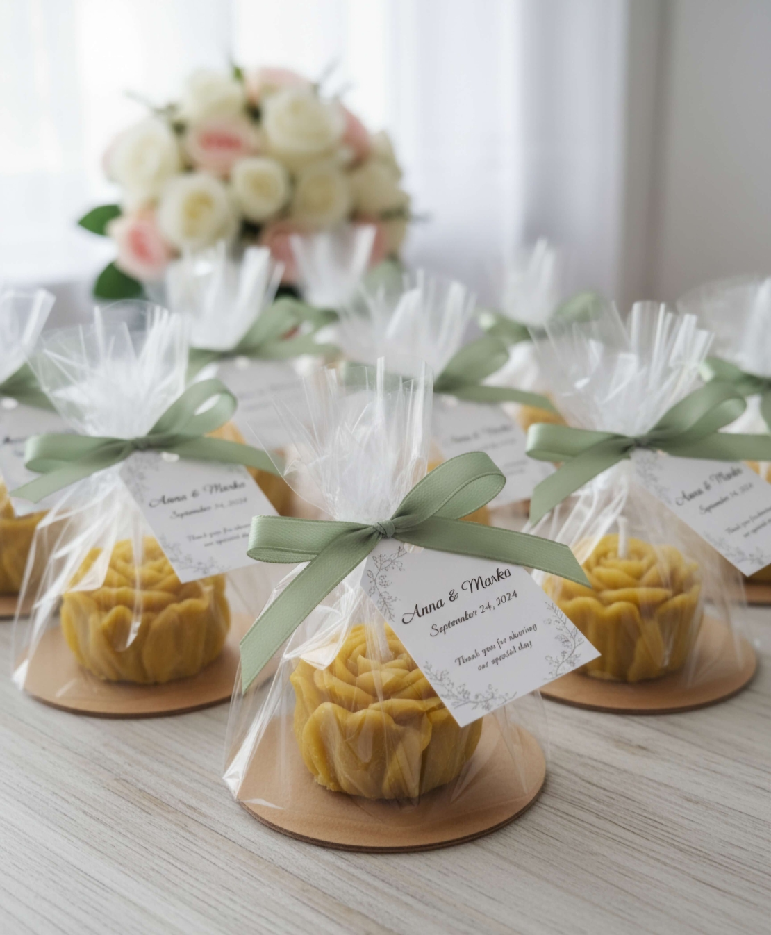 Ръчно изработени  подаръчета във формата на цветя за сватби и събития