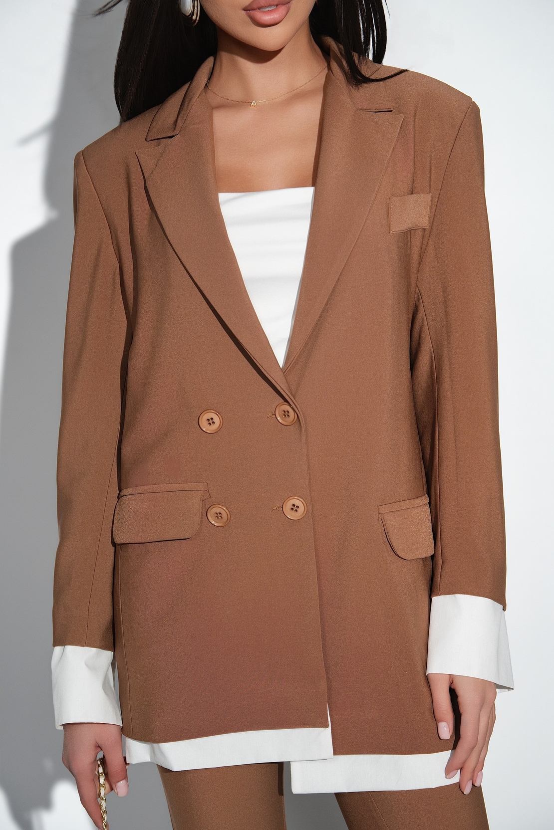 Кафяв костюм Asymmetry Duo