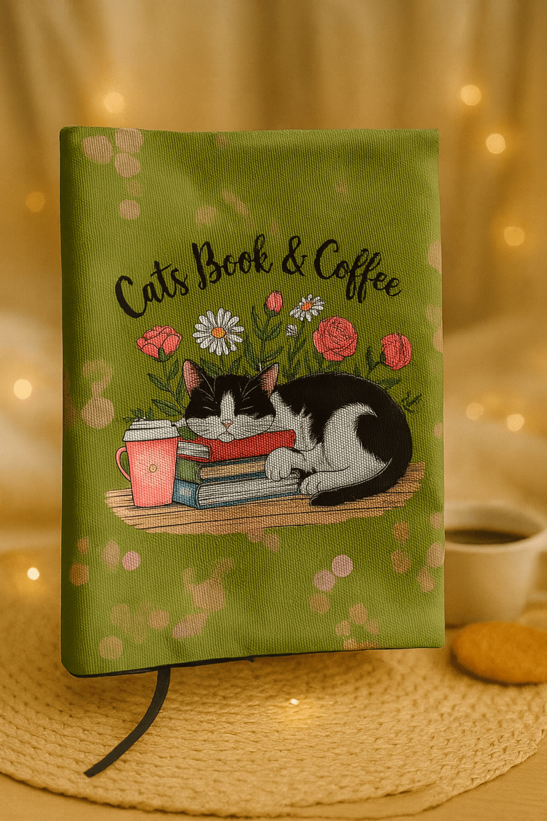 Подвързия за книга с коте  | Хендмейд уют и стил