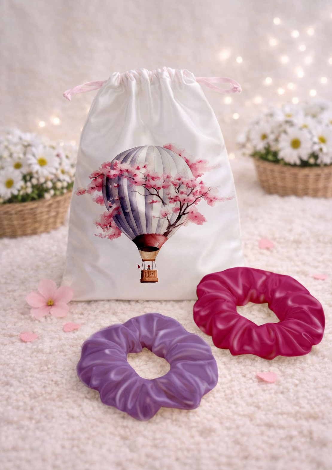 Сет от сатенена торбичка и 2бр. скрънчита  