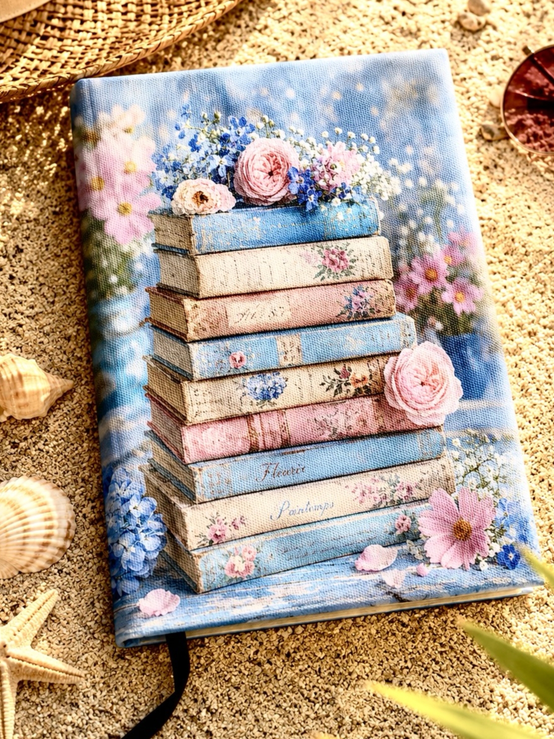 Подвързия за книга цветя и книги 