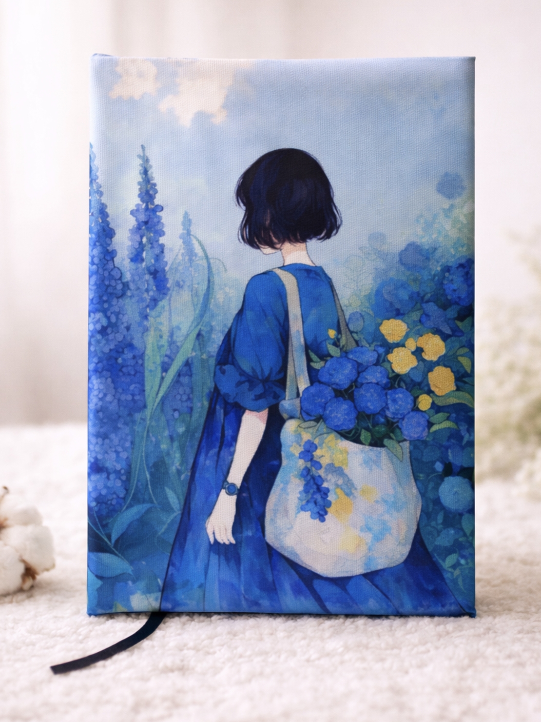 Подвързия за книга синьо момиче  | Хендмейд уют и стил