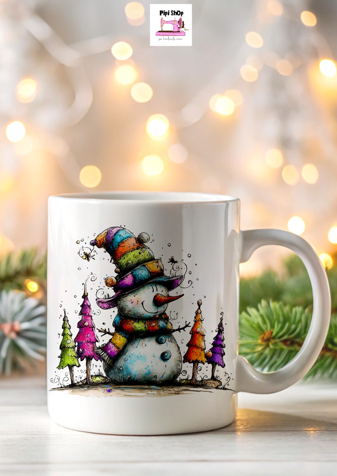 Коледна керамична чаша