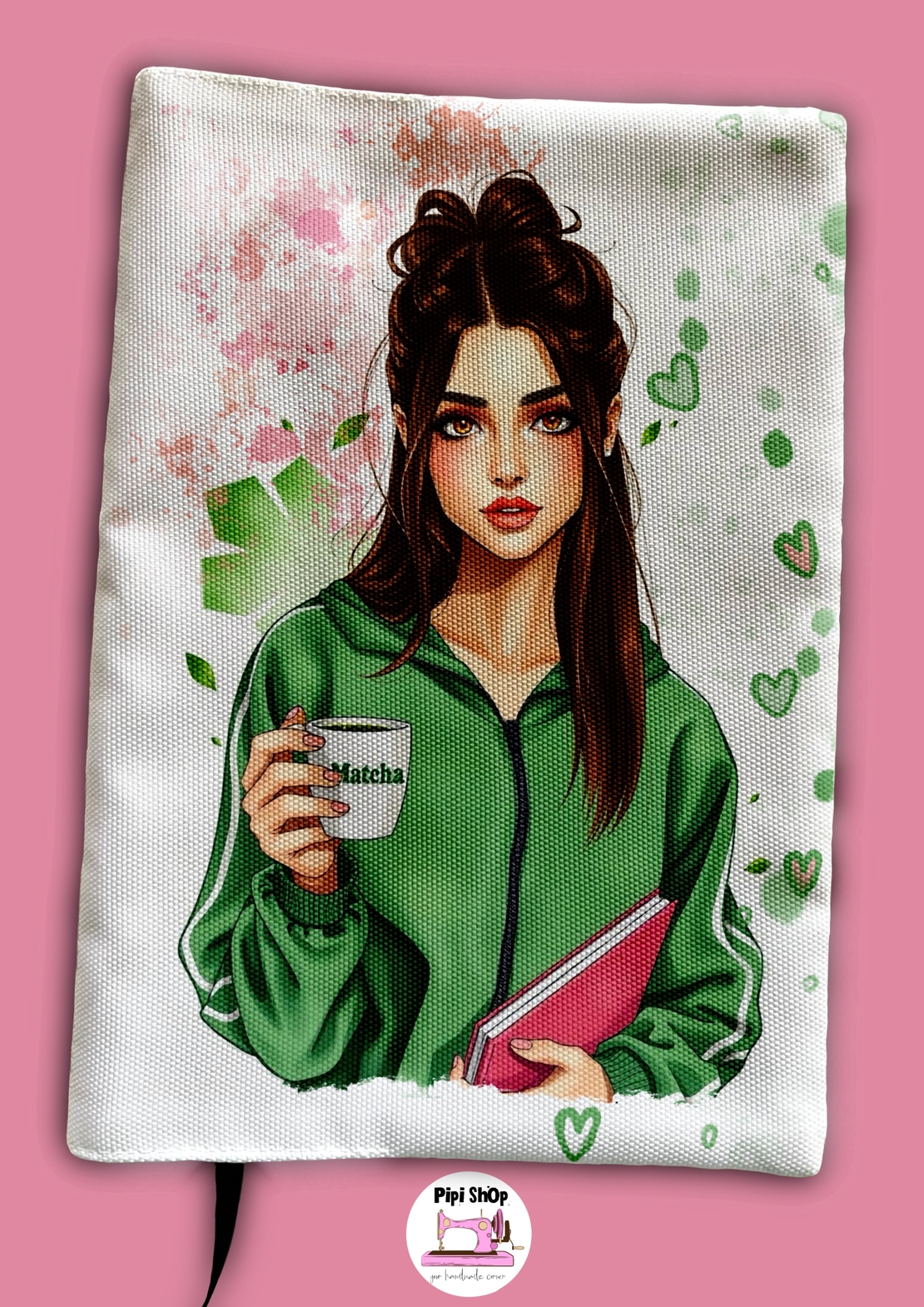 Подвързия за книга Матча с възможност за персонализация | Хендмейд уют и стил