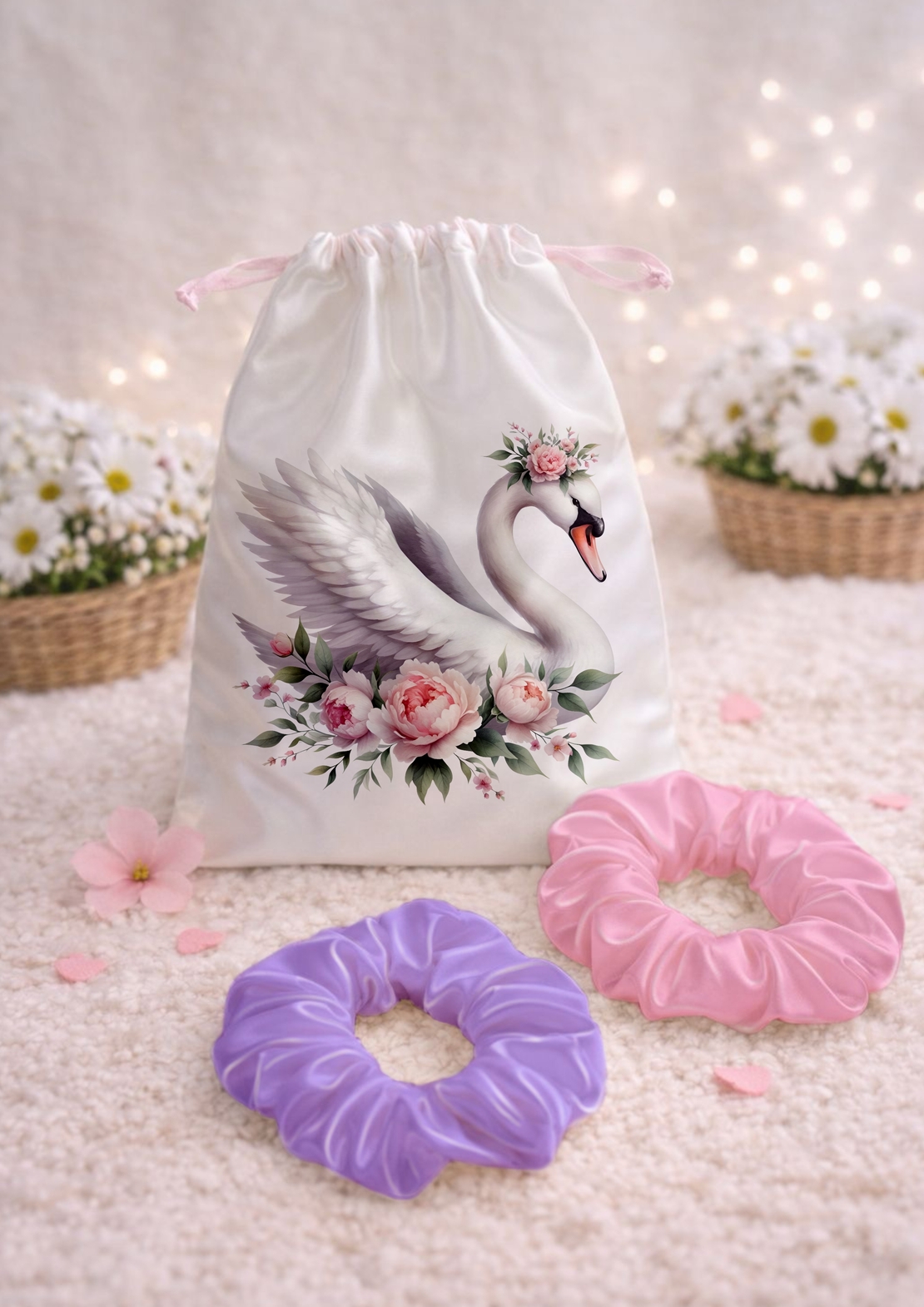 Сет от сатенена торбичка и 2бр. скрънчита  