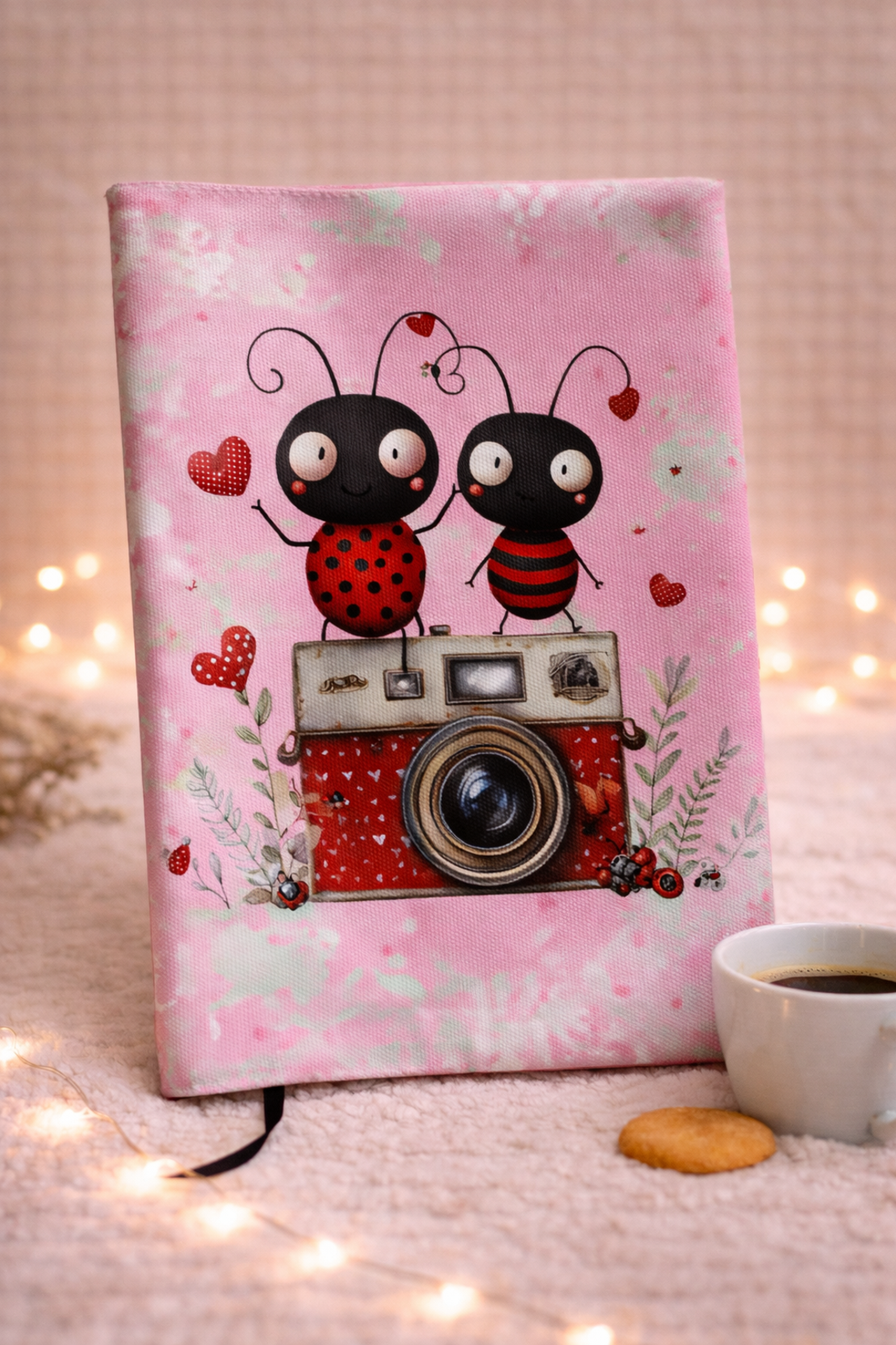 Подвързия за книга с влюбени калинки  | Хендмейд уют и стил