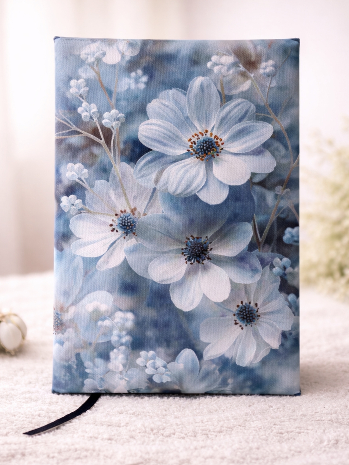 Подвързия за книга сини цветя | Хендмейд уют и стил