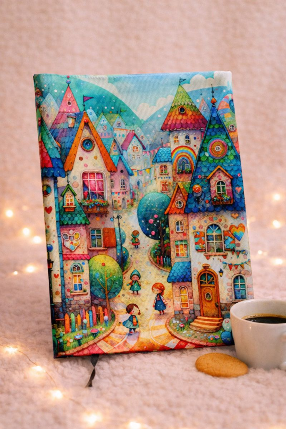 Подвързия за книга с къщички | Хендмейд уют и стил