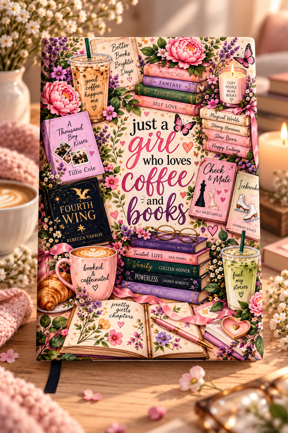 Гирл Coffee And Books подвързия за книга с персонализация | Хендмейд уют и стил