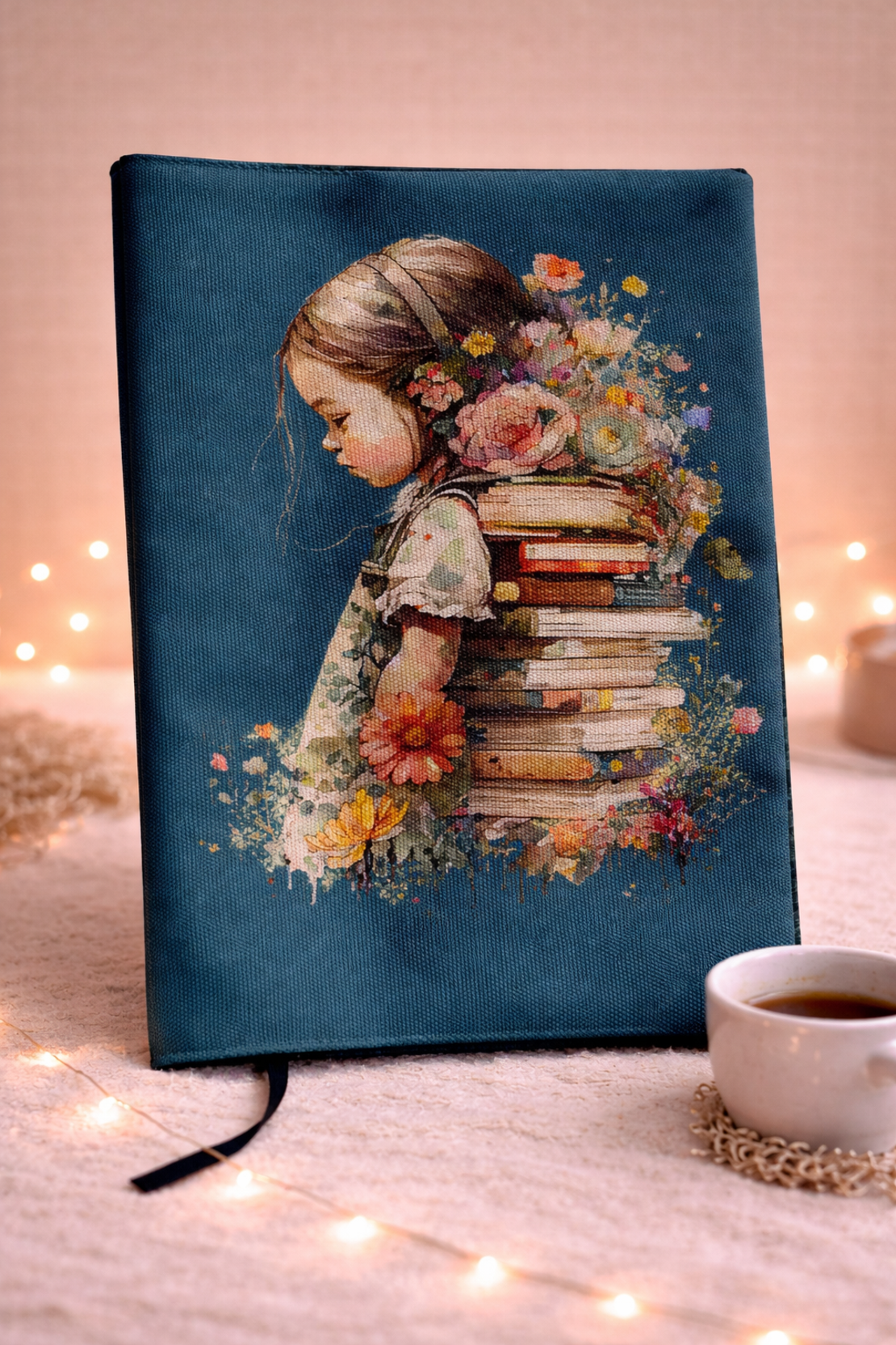 Подвързия за книга момиче с книги  | Хендмейд уют и стил