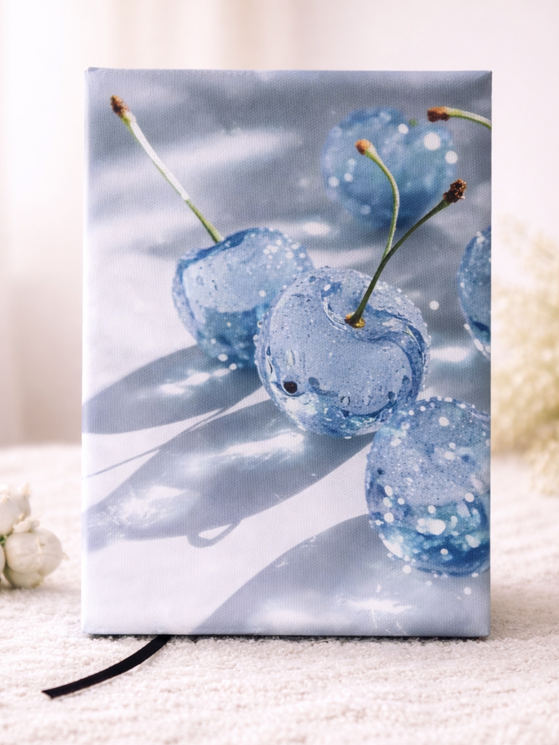 Подвързия за книга сини череши  | Хендмейд уют и стил