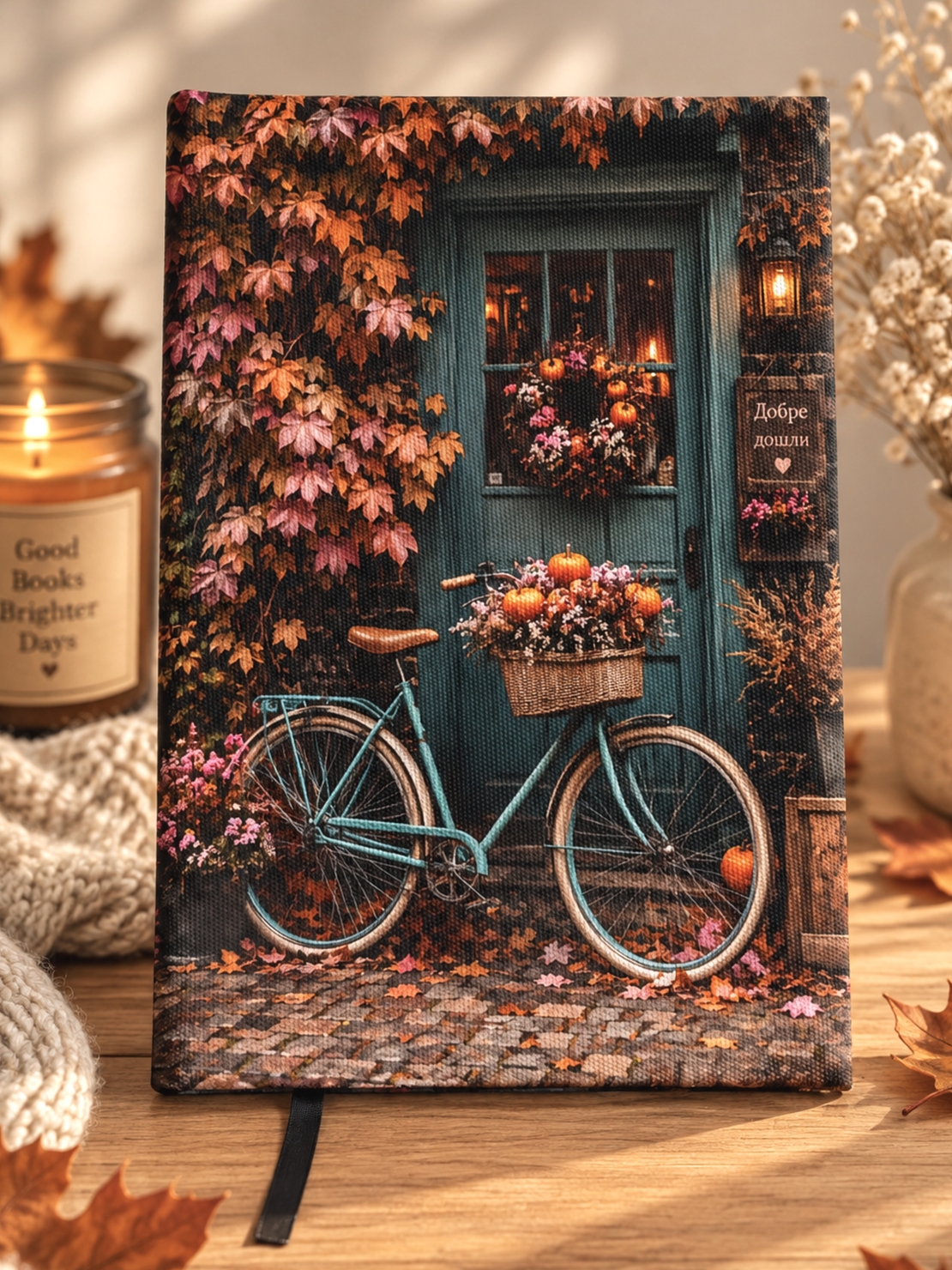 Подвързия за книга цветя и книги 