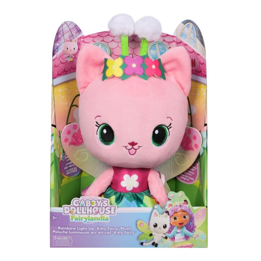 Плюшена играчка Gabby's Dollhouse Fairylandia Kitty Fairy, светещо коте, 35 см.