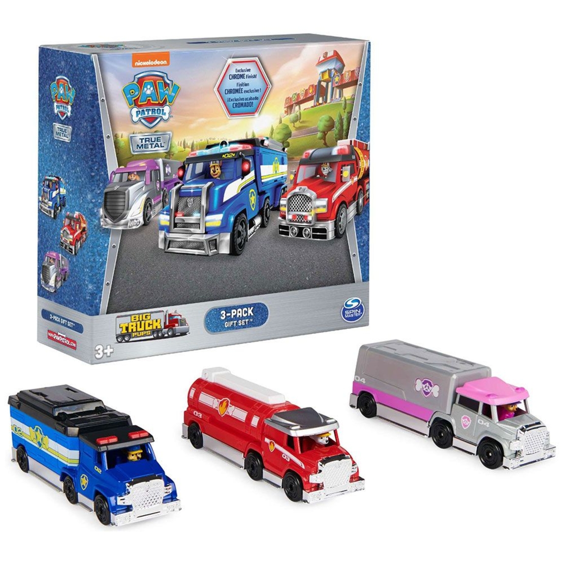Детски камиони Spin Master Paw Patrol Big Truck Pups True Metal, Skye, Chase, Marshall, 3 броя
