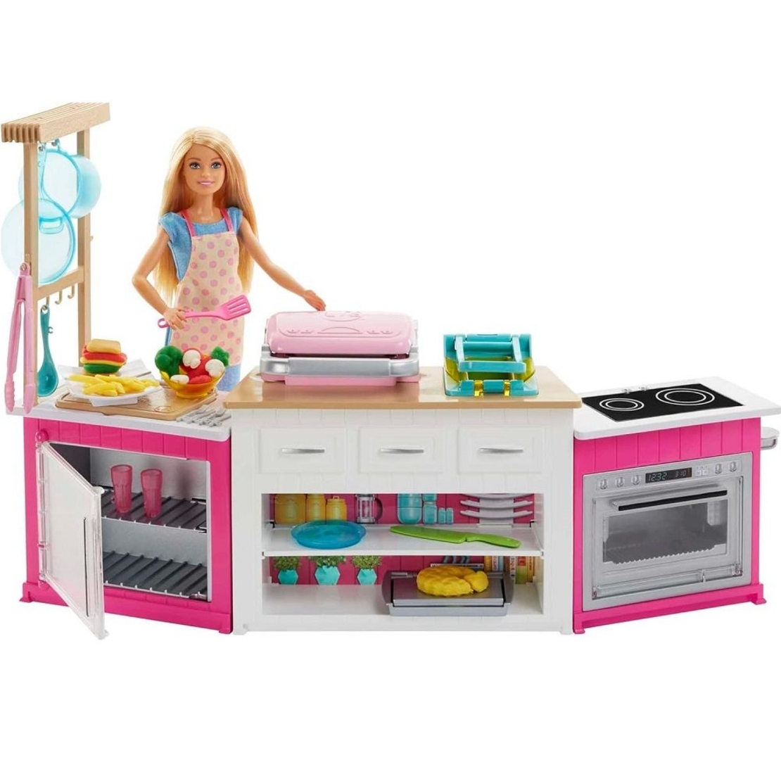 Кухненски комплект Mattel Barbie, с аксесоари, кукла и моделини