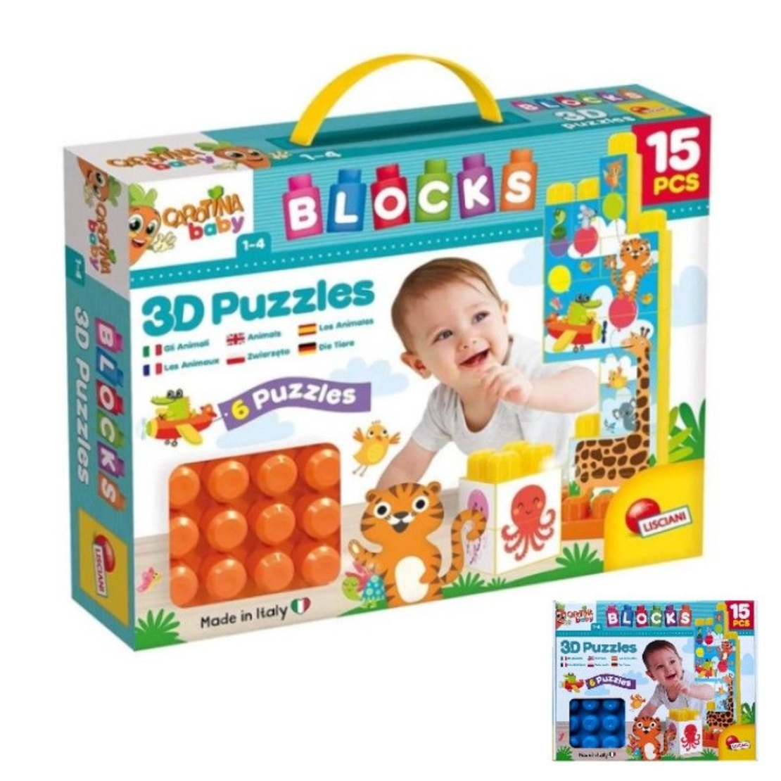 Lisciani Бебешки пъзел Carotina Baby 3D животни с конструктор
