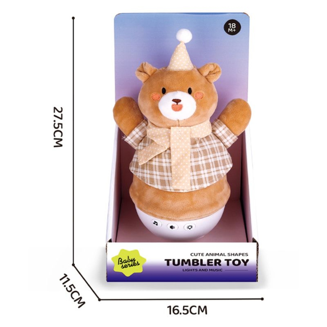 Плюшена музикална играчка Raya Toys Soothing Thumbler Set, неваляшка