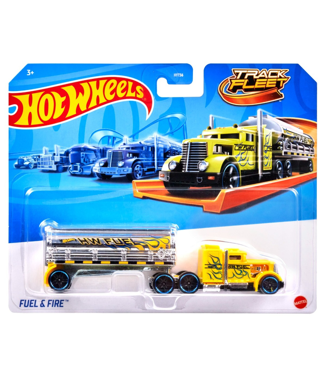 Детска играчка камион Mattel Hot Wheels Track Fleet Влекач с ремарке 1:64, асортимент, HYT56