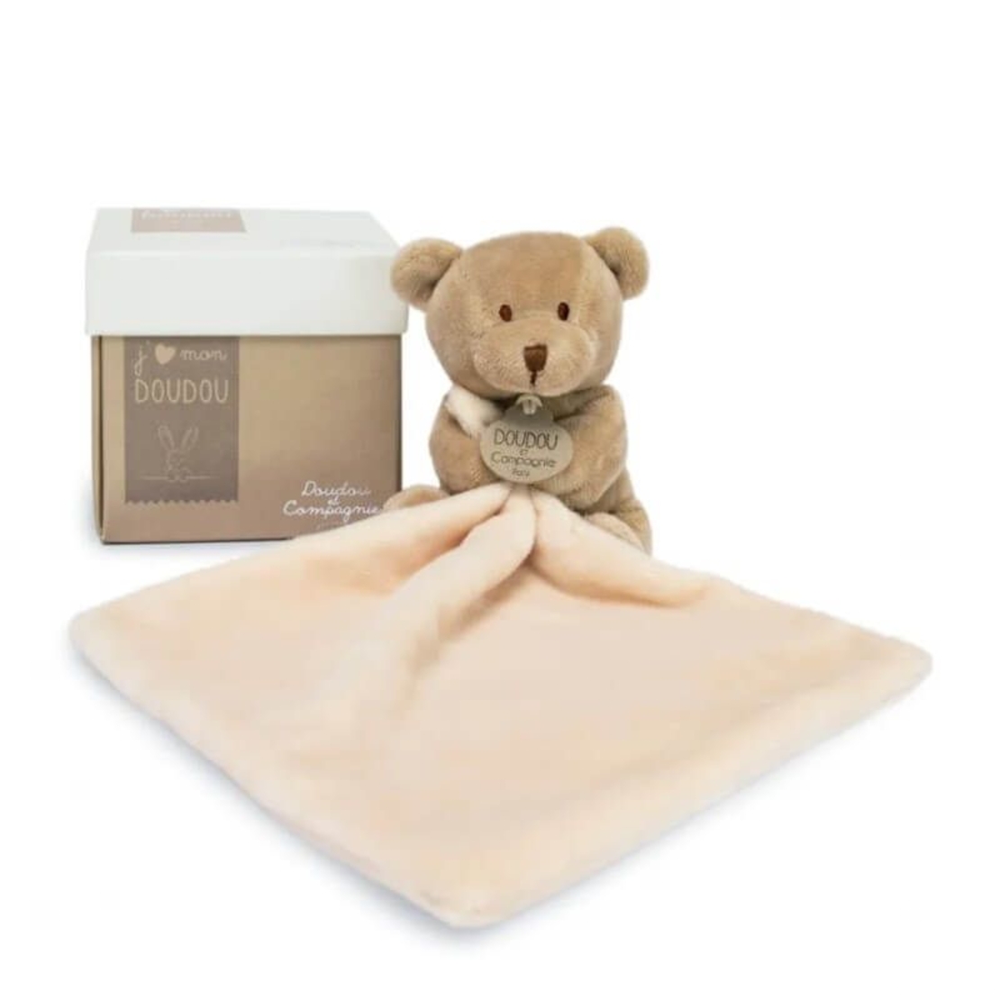 Плюшено мече за гушкане Doudou с кърпичка 10 см, 302