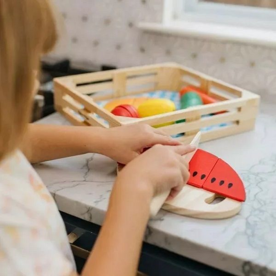 Детски дървен комплект за рязане Melissa and Doug Плодове 94041