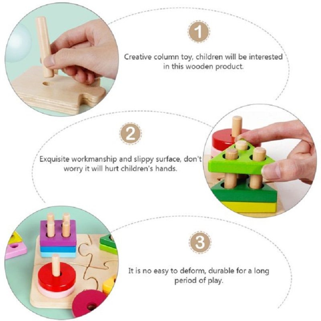 Дървена детска играчка Raya Toys Низанка пъзел с форми