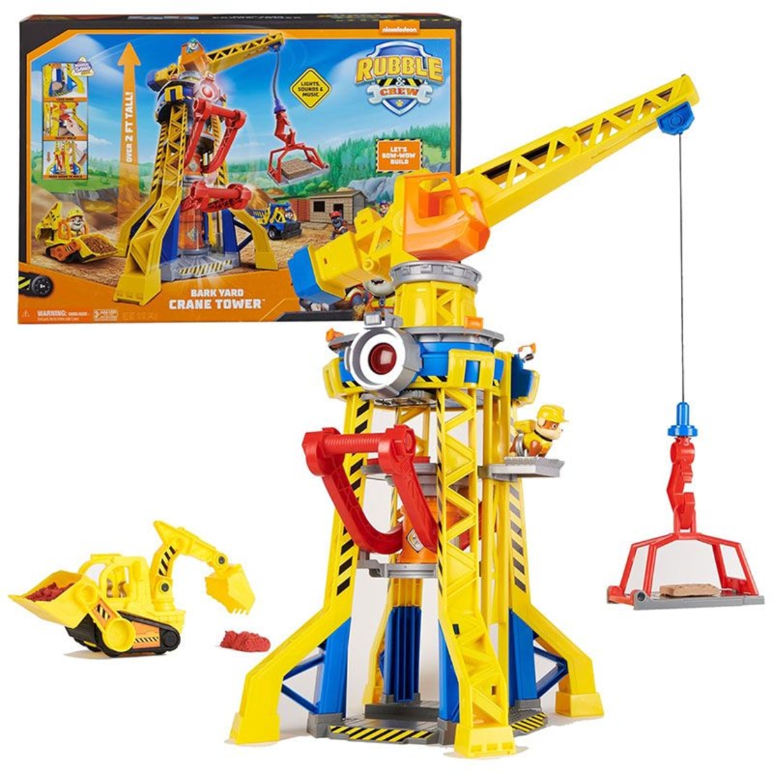 Игрален комплект Spin Master Paw Patrol Rubble and Crew Строителна кула с кран, със светлини, звуци и музика