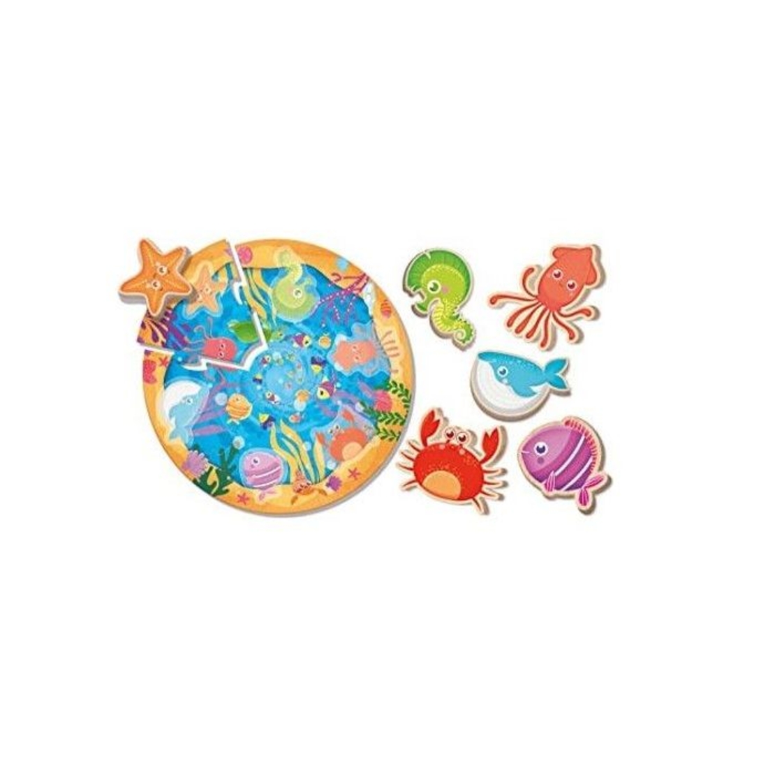 Детски дървен пъзел Lisciani Montessori Baby Puzzle Round, 13 части