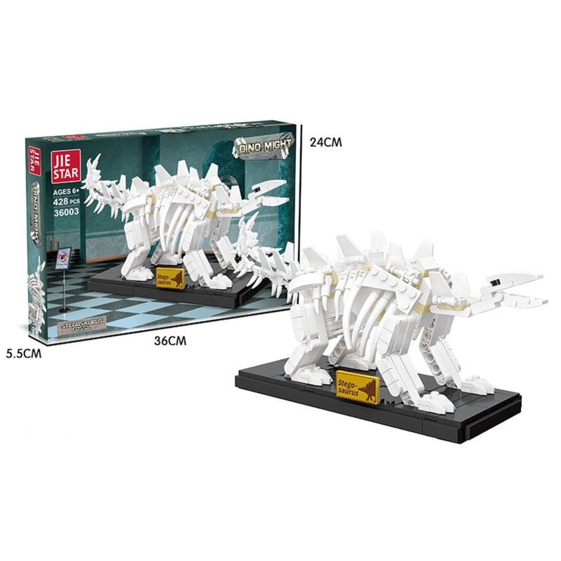 Raya Toys Конструктор Dino Might Скелет на Стегозавър, 428 части