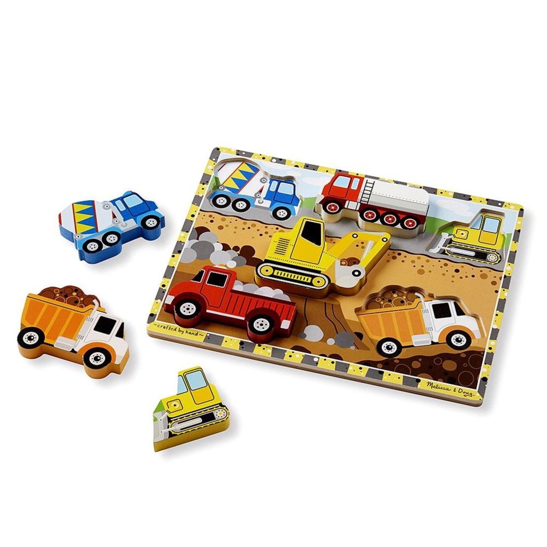 Дървен пъзел Melissa and Doug Строителни машини 6 части 13726