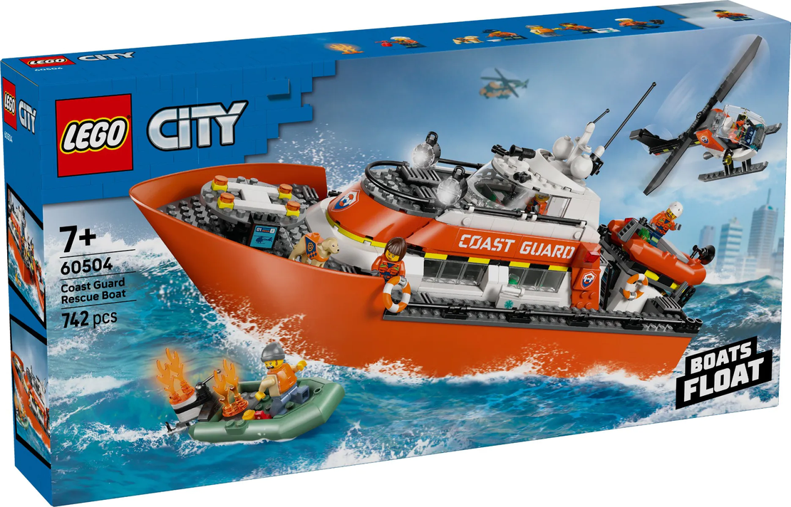 LEGO® City Спасителен катер и хеликоптер на бреговата охрана 60504